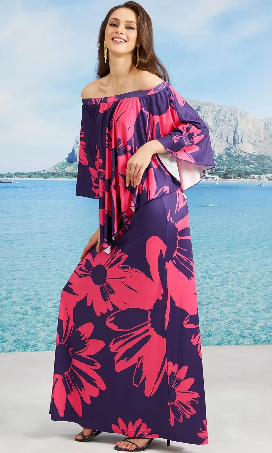 KOH KOH Womens Long Strapless Flowy Flattering Evening Cocktail Gown Maxi Dress