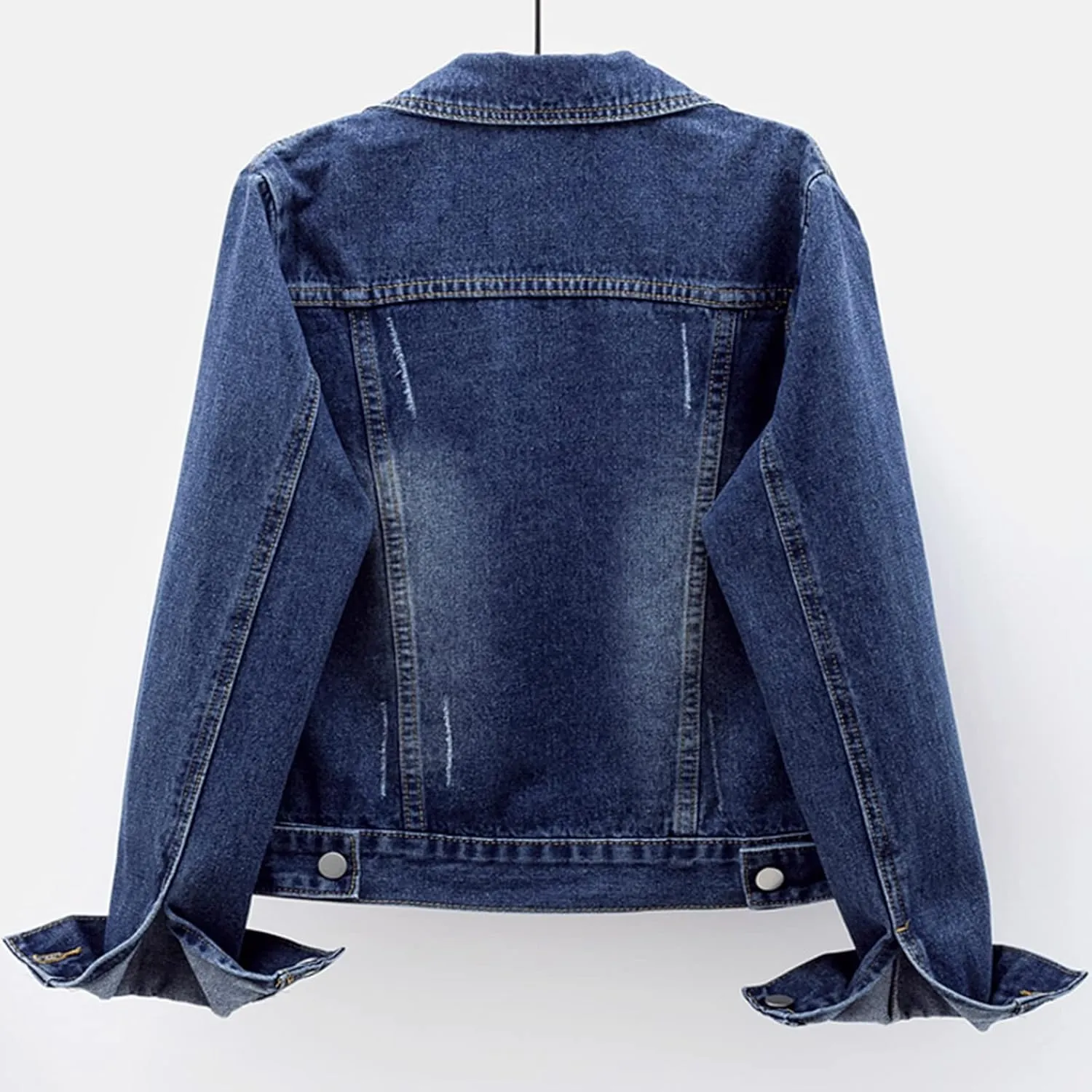 Ladyful Women's Bride Casual Jean Jacket Distressed Ripped Denim Jacket Coat with Pockets