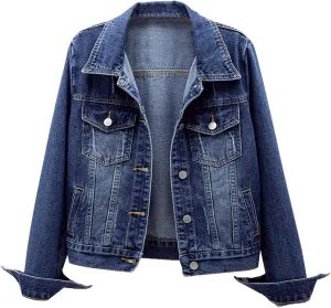 Ladyful Women's Bride Casual Jean Jacket Distressed Ripped Denim Jacket Coat with Pockets