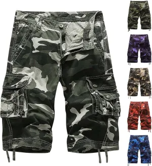 Men's Camo Cargo Shorts with Multi Pockets Fashionable Casual Workwear Shorts Summer Tactical Short Pants