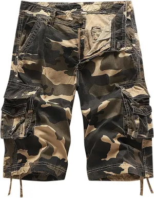 Men's Camo Cargo Shorts with Multi Pockets Fashionable Casual Workwear Shorts Summer Tactical Short Pants