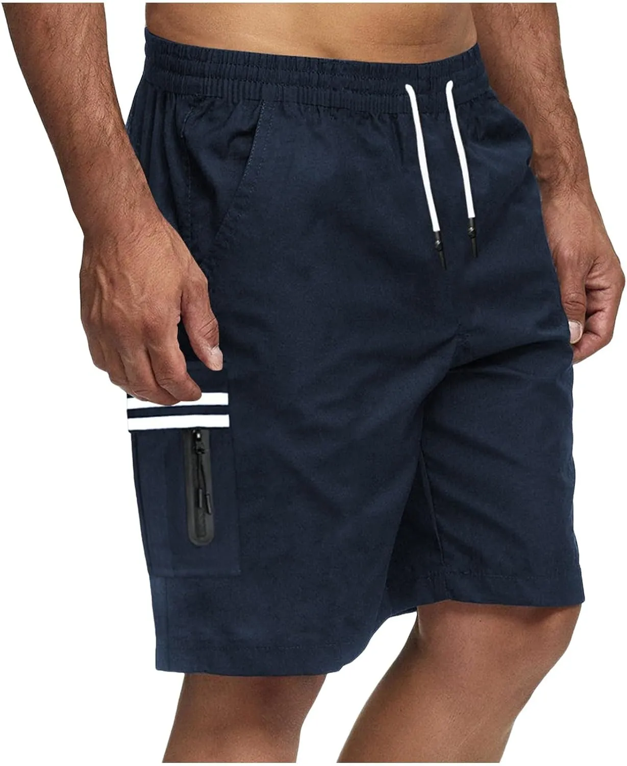 Mens Cargo Pants Baggy Casual Twill Hiking Work Shorts Summer Lightweight Workout Shorts Drawstring Short Pants