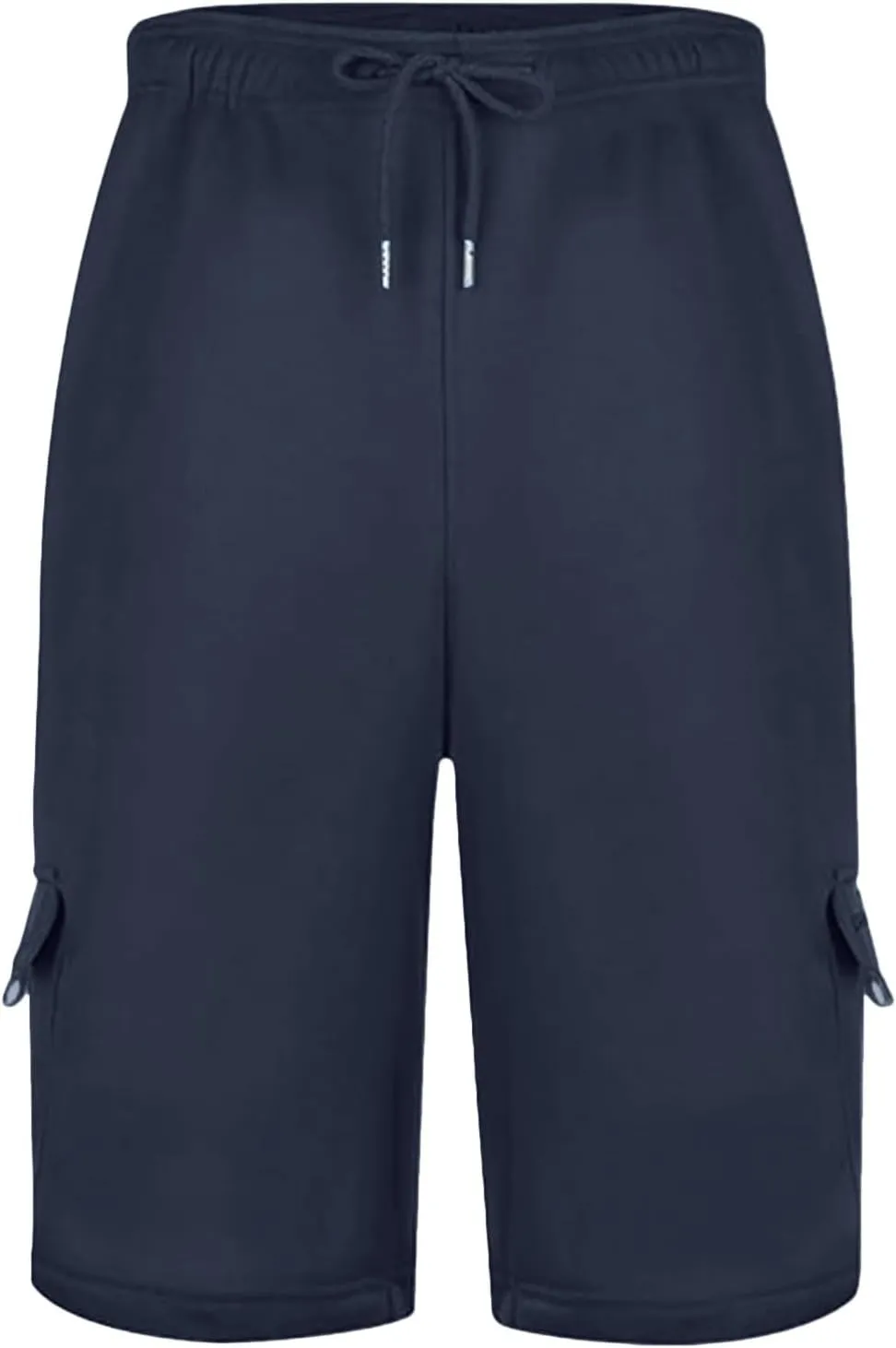 Mens Casual Twill Cargo Shorts Trendy, Cotton Elastic Waist Drawstring Classic Stretch Shorts with Pockets