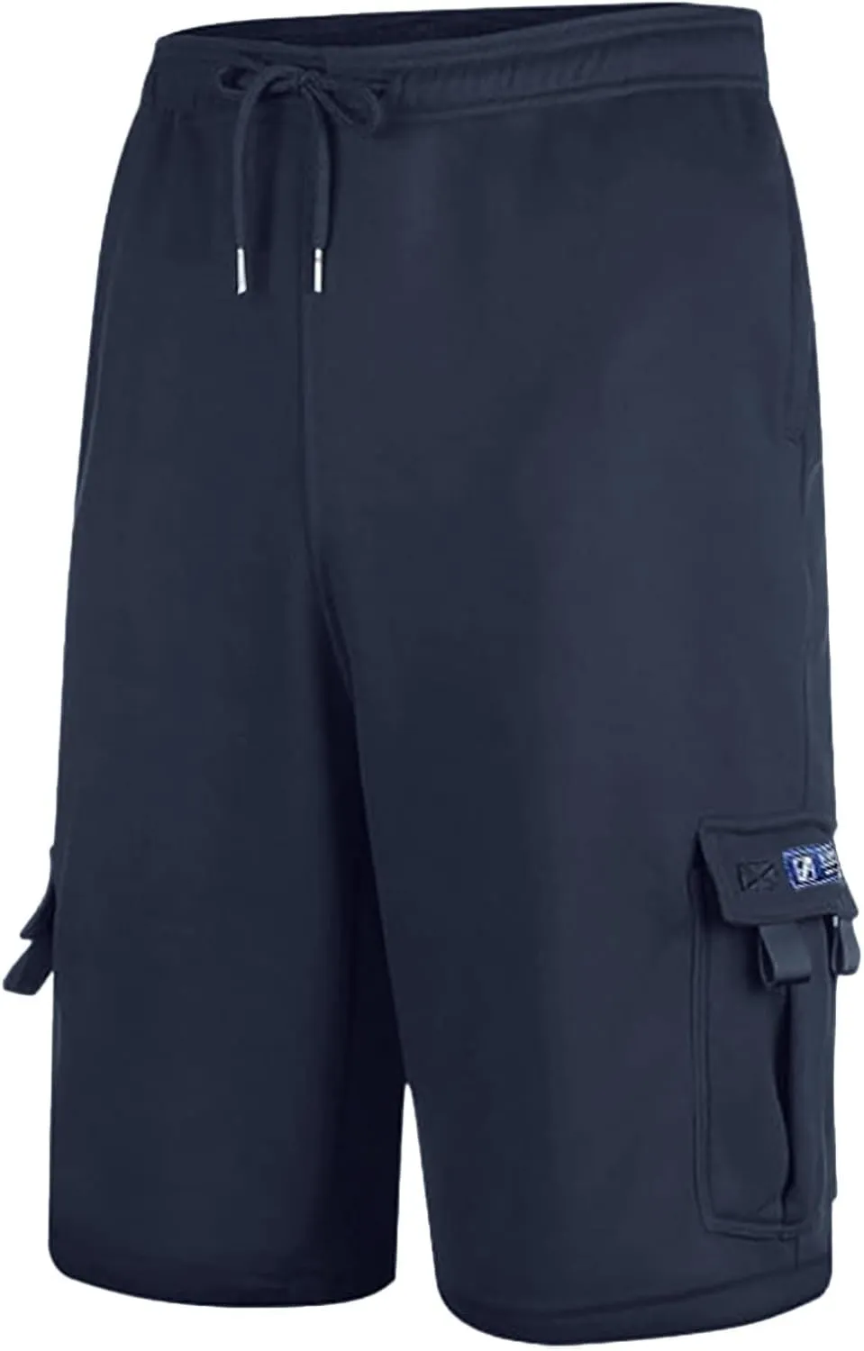 Mens Casual Twill Cargo Shorts Trendy, Cotton Elastic Waist Drawstring Classic Stretch Shorts with Pockets