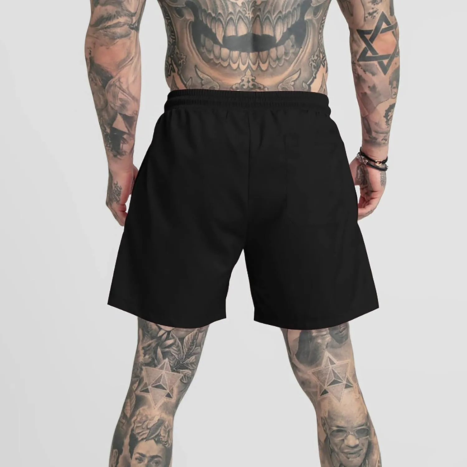 Men's Drawstring Sports Shorts with Pockets Casual Mid Waist Elastic Waistband Workout Exercise Running Shorts