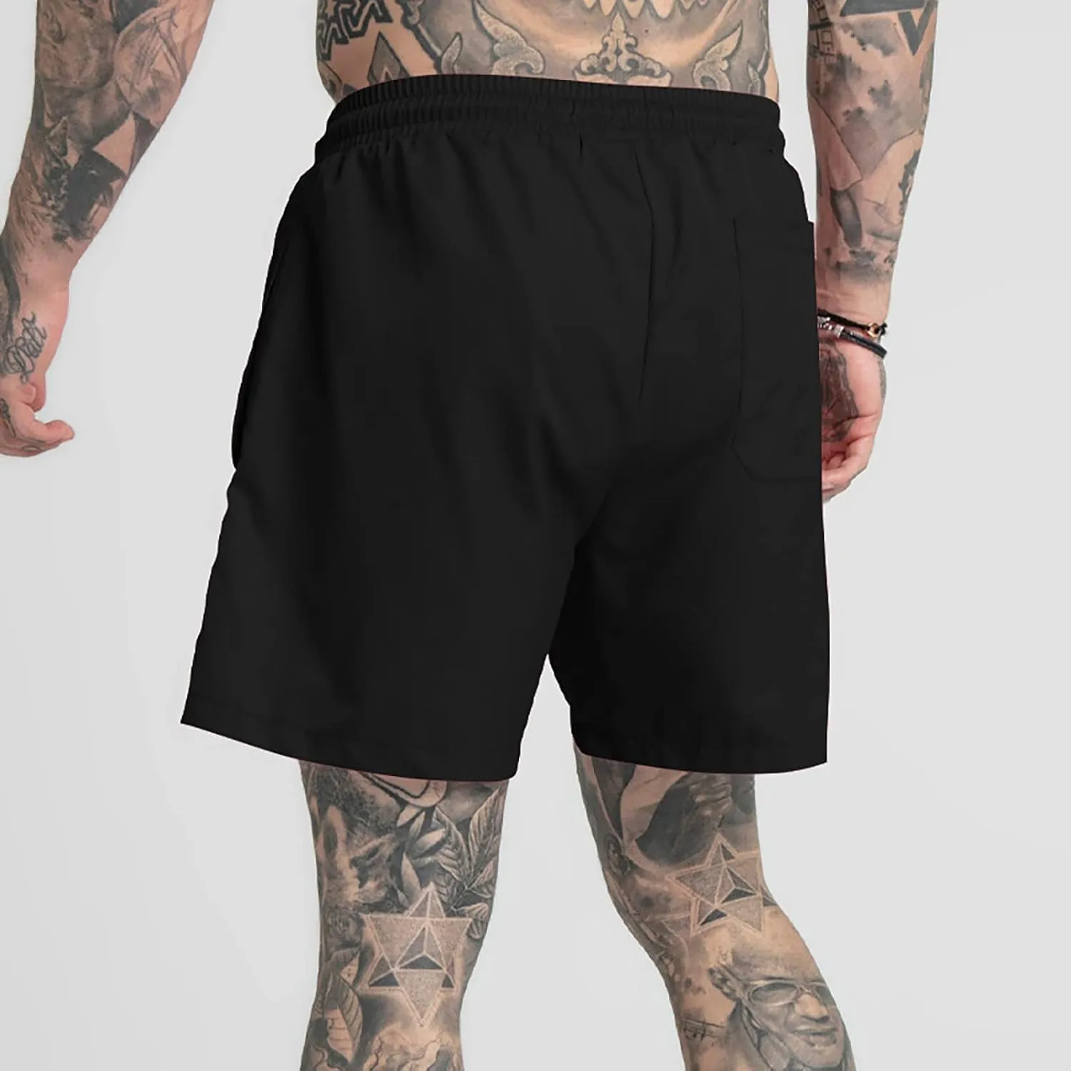 Men's Drawstring Sports Shorts with Pockets Casual Mid Waist Elastic Waistband Workout Exercise Running Shorts