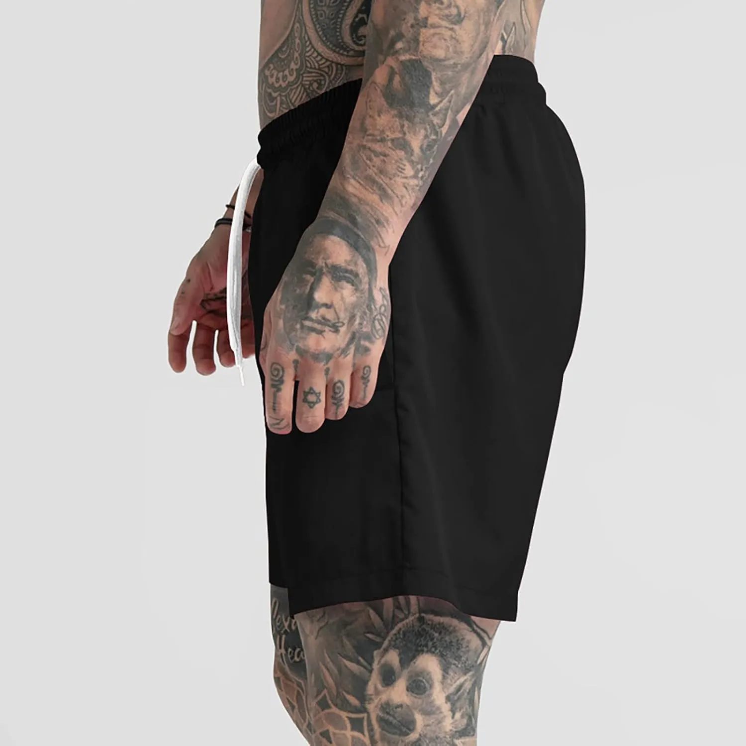 Men's Drawstring Sports Shorts with Pockets Casual Mid Waist Elastic Waistband Workout Exercise Running Shorts