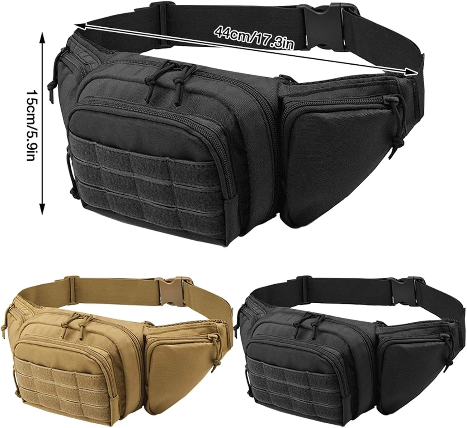Mens Fanny Pack Crossbody Waist Bag For Men Outdoor Hiking Casual Waist Pack Running over The Shoulder Bags for Men (Khaki, One Size)