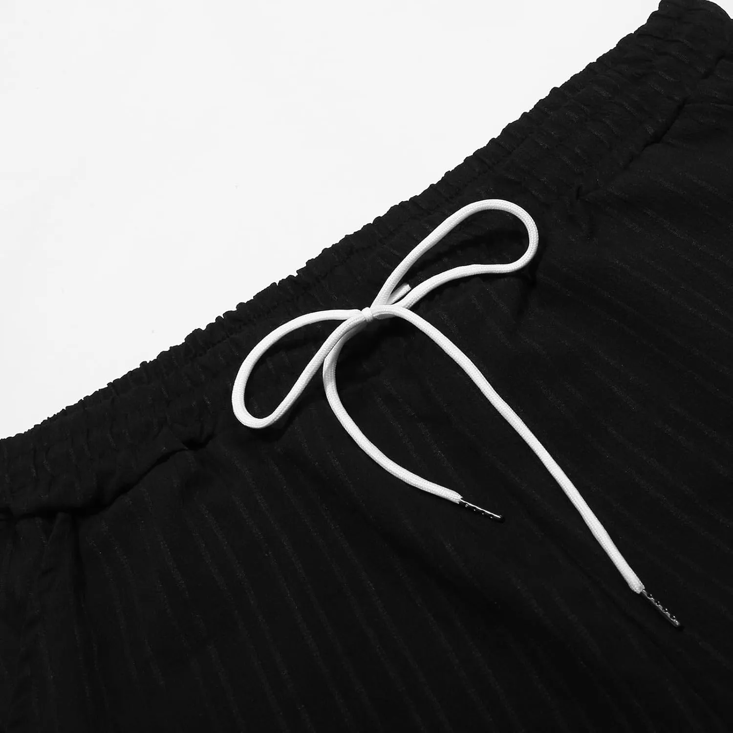 Men's Linen Cargo Shorts Summer Casual Elastic Waist Drawstring Beach Shorts with Pockets Lightweight
