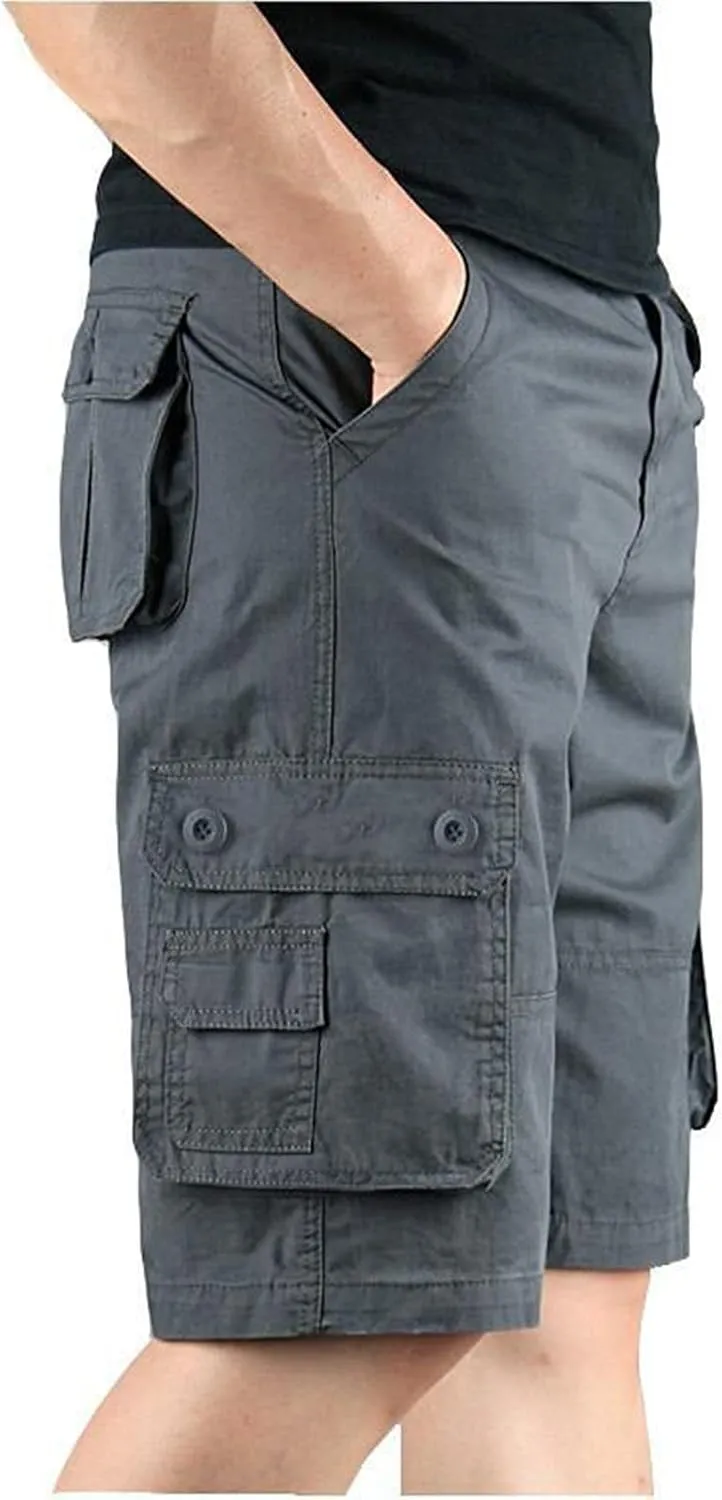 Mens Resort Wear 2025 Loose Fit Summer Cargo Shorts with Zipper Multi Pocket Outdoor Casual Lightweight Shorts