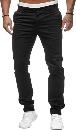 Men's Solid Color Jogger Trousers Slim Fit Chino Pants Basic Modern Stretch Fashion Comfortable Button Casual Pants