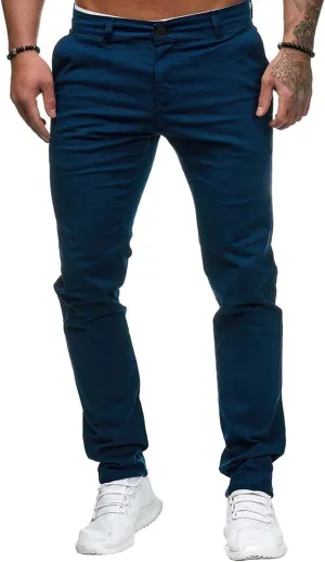 Men's Solid Color Jogger Trousers Slim Fit Chino Pants Basic Modern Stretch Fashion Comfortable Button Casual Pants