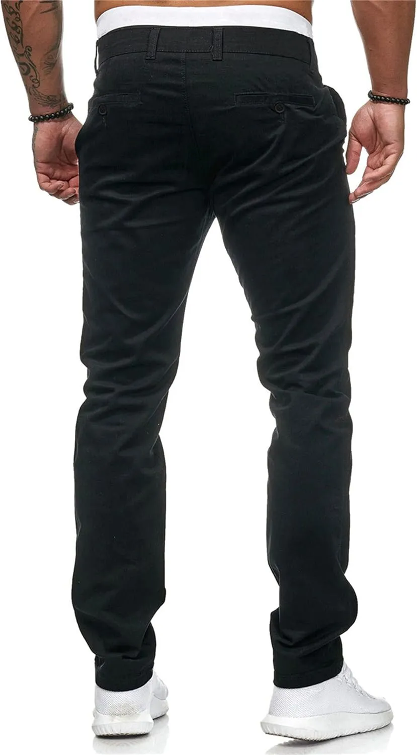 Men's Solid Color Jogger Trousers Slim Fit Chino Pants Basic Modern Stretch Fashion Comfortable Button Casual Pants