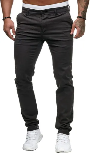Men's Solid Color Jogger Trousers Slim Fit Chino Pants Basic Modern Stretch Fashion Comfortable Button Casual Pants