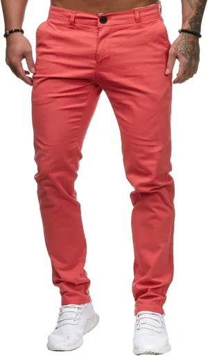 Men's Solid Color Jogger Trousers Slim Fit Chino Pants Basic Modern Stretch Fashion Comfortable Button Casual Pants