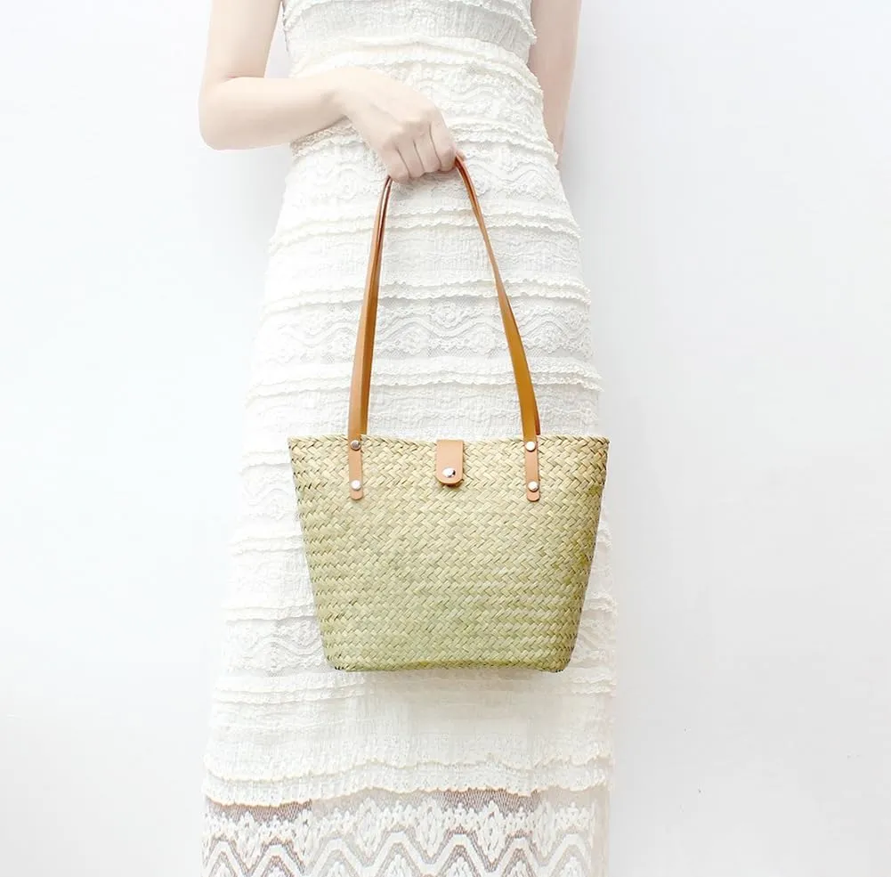 Molodo Straw Purses for Women Sea Grass Straw Tote Bag Chic Bucket Handbag for Beach Summer Travel 2025