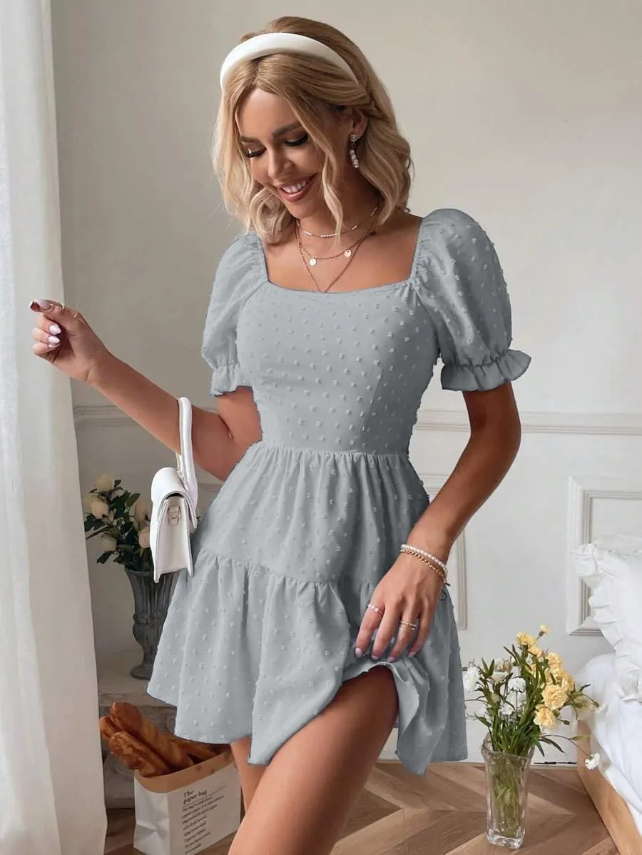 Narecte Summer Dresses for Women 2025,Tie Backless Swiss Dot Mini Dress,Ruffle Hem Flowy Casual Dresses