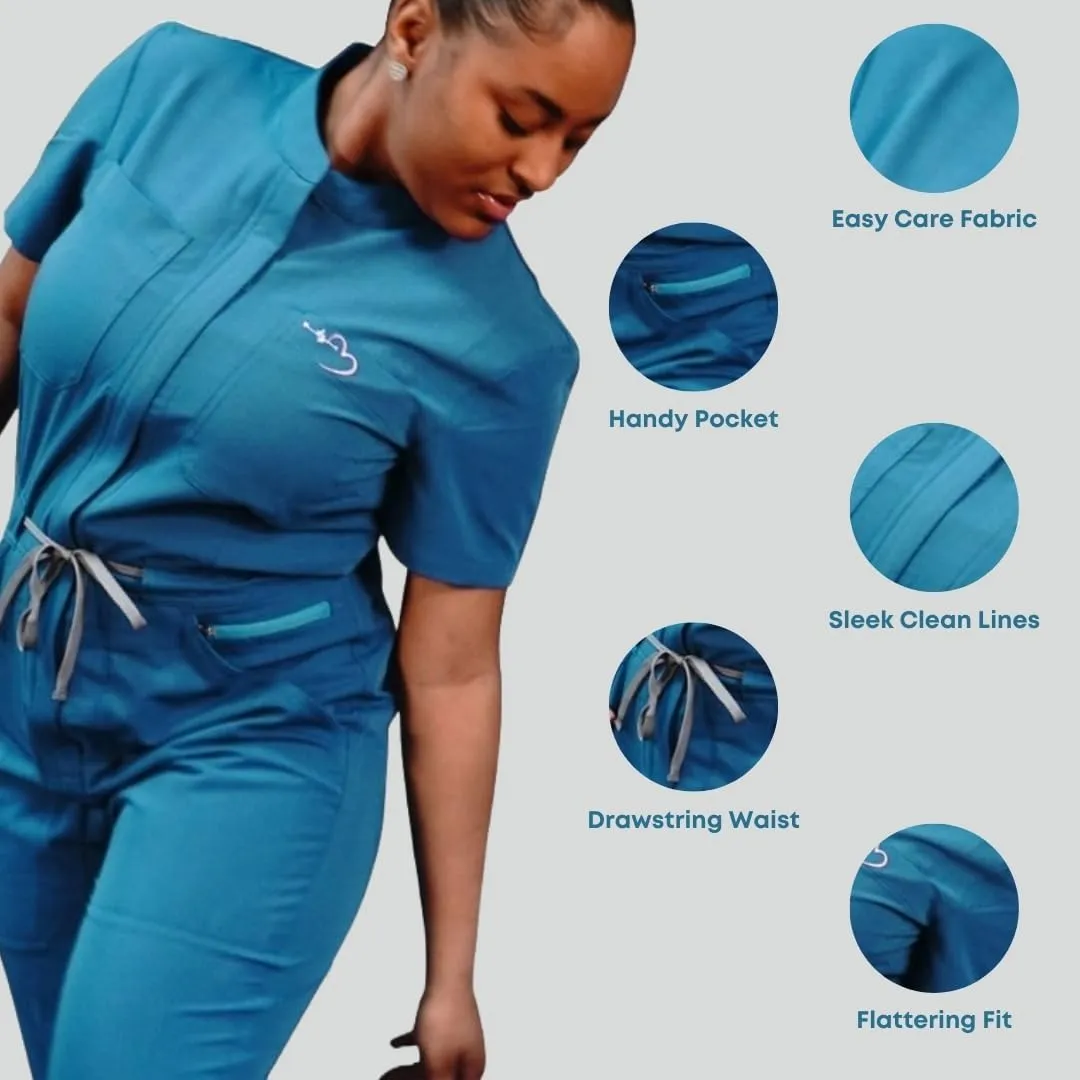 New Scrub Jumpsuit for Women Super Soft and Breathable Scrub Jumpsuit Medical Set Flattering Fit & Durable