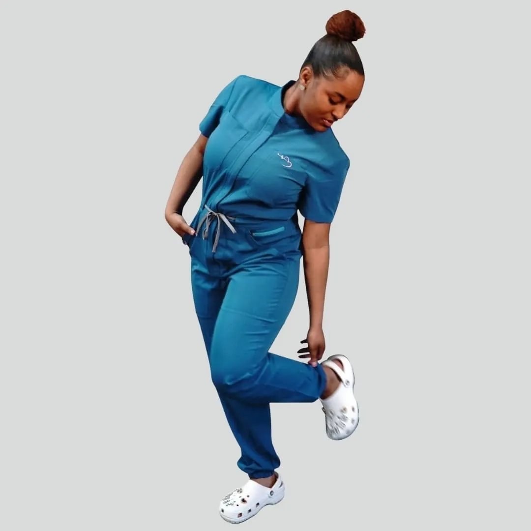 New Scrub Jumpsuit for Women Super Soft and Breathable Scrub Jumpsuit Medical Set Flattering Fit & Durable