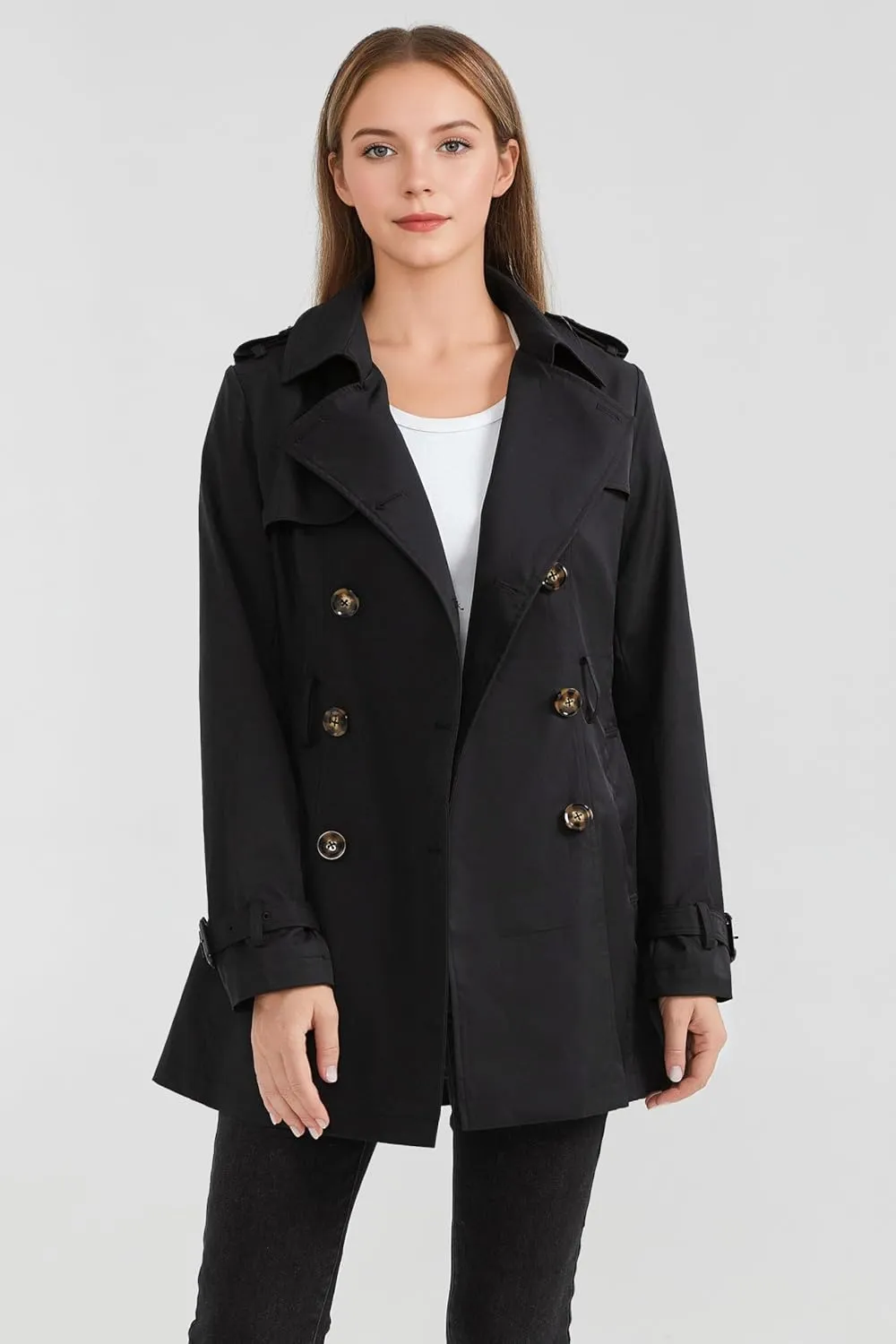 Orolay Women's Double Breasted Trench Coat Windbreaker Jacket with Belt