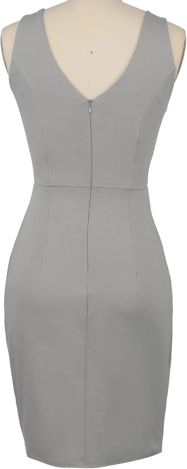 oxiuly Women's Wrap V Neck Bodycon Ruched Cocktail Party Dress Chic Church Wedding Club Pencil Dresses OX345