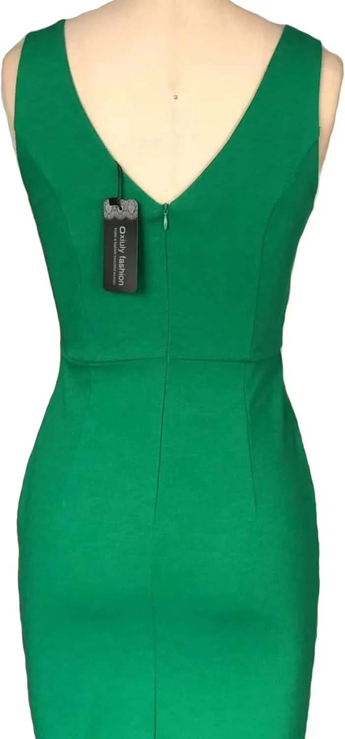 oxiuly Women's Wrap V Neck Bodycon Ruched Cocktail Party Dress Chic Church Wedding Club Pencil Dresses OX345