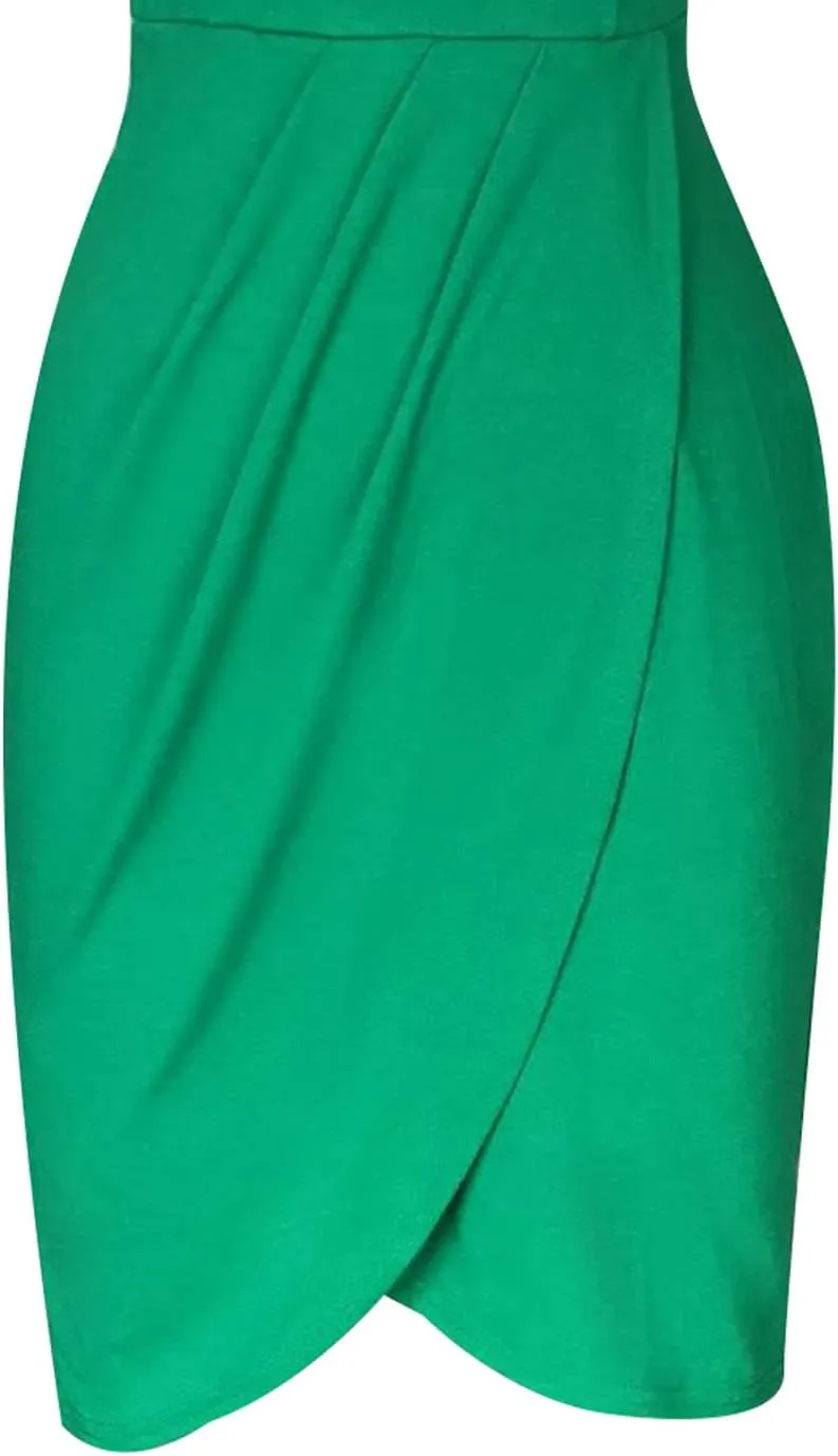 oxiuly Women's Wrap V Neck Bodycon Ruched Cocktail Party Dress Chic Church Wedding Club Pencil Dresses OX345