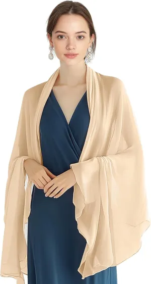 P Pothuiny Women Chiffon Sheer Shawl Wraps for Evening Dresses, 79"x24" Lightweight Soft Chiffon Scarfs Wedding Party Bridal