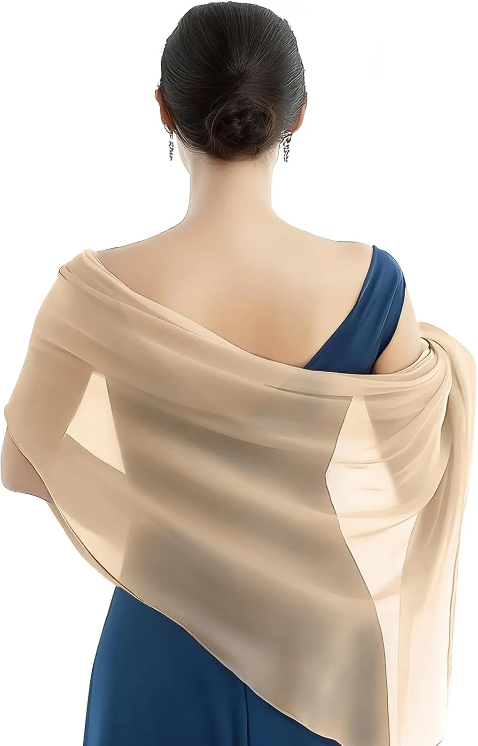 P Pothuiny Women Chiffon Sheer Shawl Wraps for Evening Dresses, 79"x24" Lightweight Soft Chiffon Scarfs Wedding Party Bridal