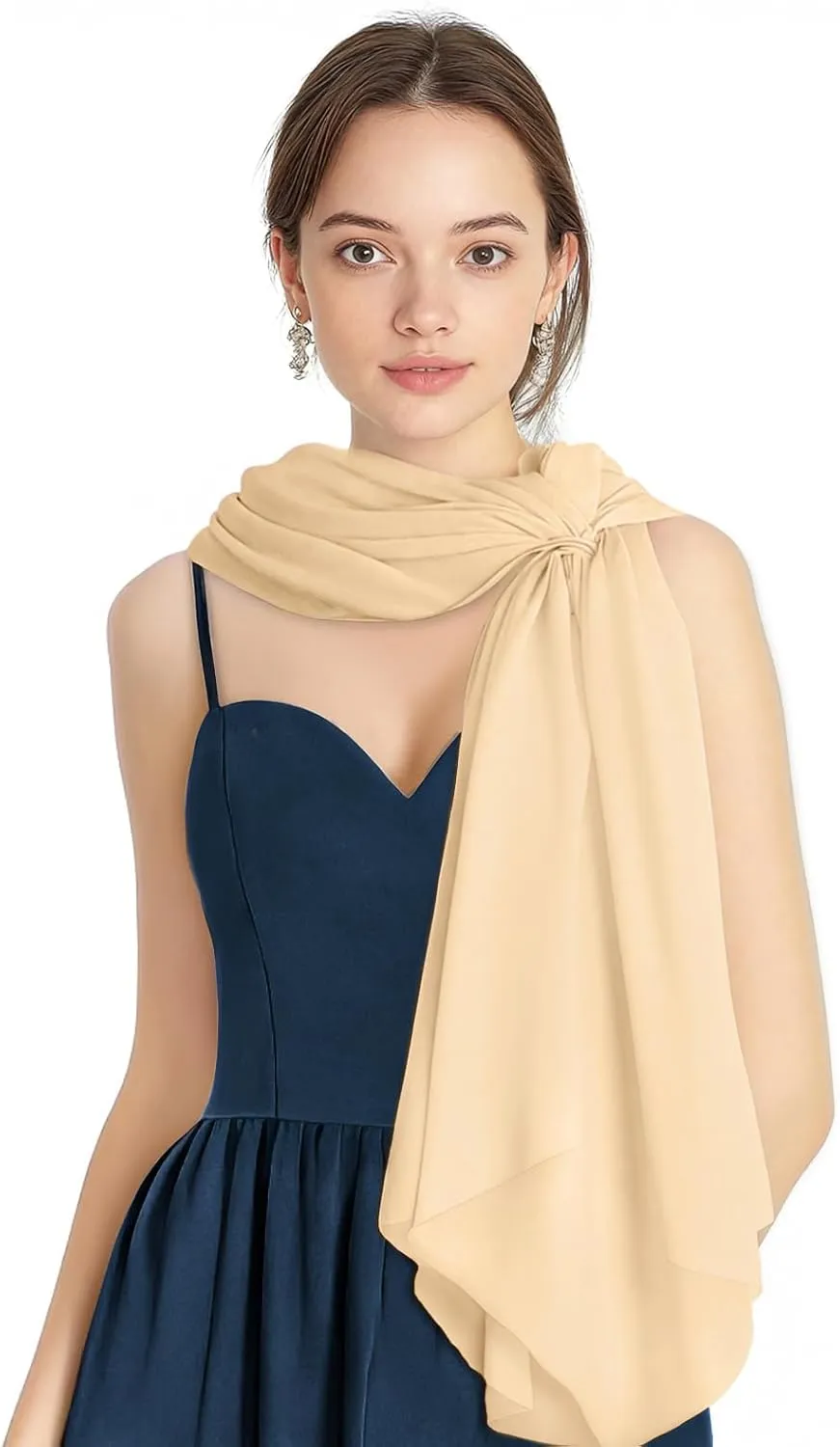 P Pothuiny Women Chiffon Sheer Shawl Wraps for Evening Dresses, 79"x24" Lightweight Soft Chiffon Scarfs Wedding Party Bridal