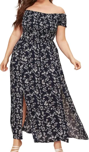 Plus Size Dresses for Women Long Flowy Floral Maxi Dress Boho Beach Sundress Casual A-line Summer Loose Trendy Dress