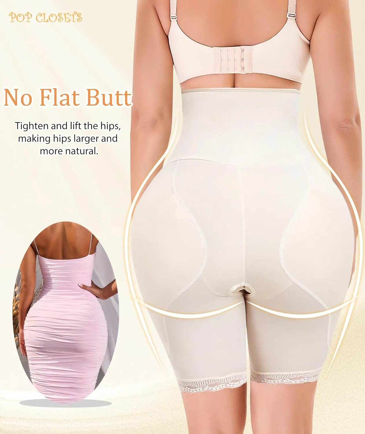 POP CLOSETS Women's Shapewear Control Padded Panties Hip Butt Enhancer for Women Butt Lifter Tummy Control Booty Shorts