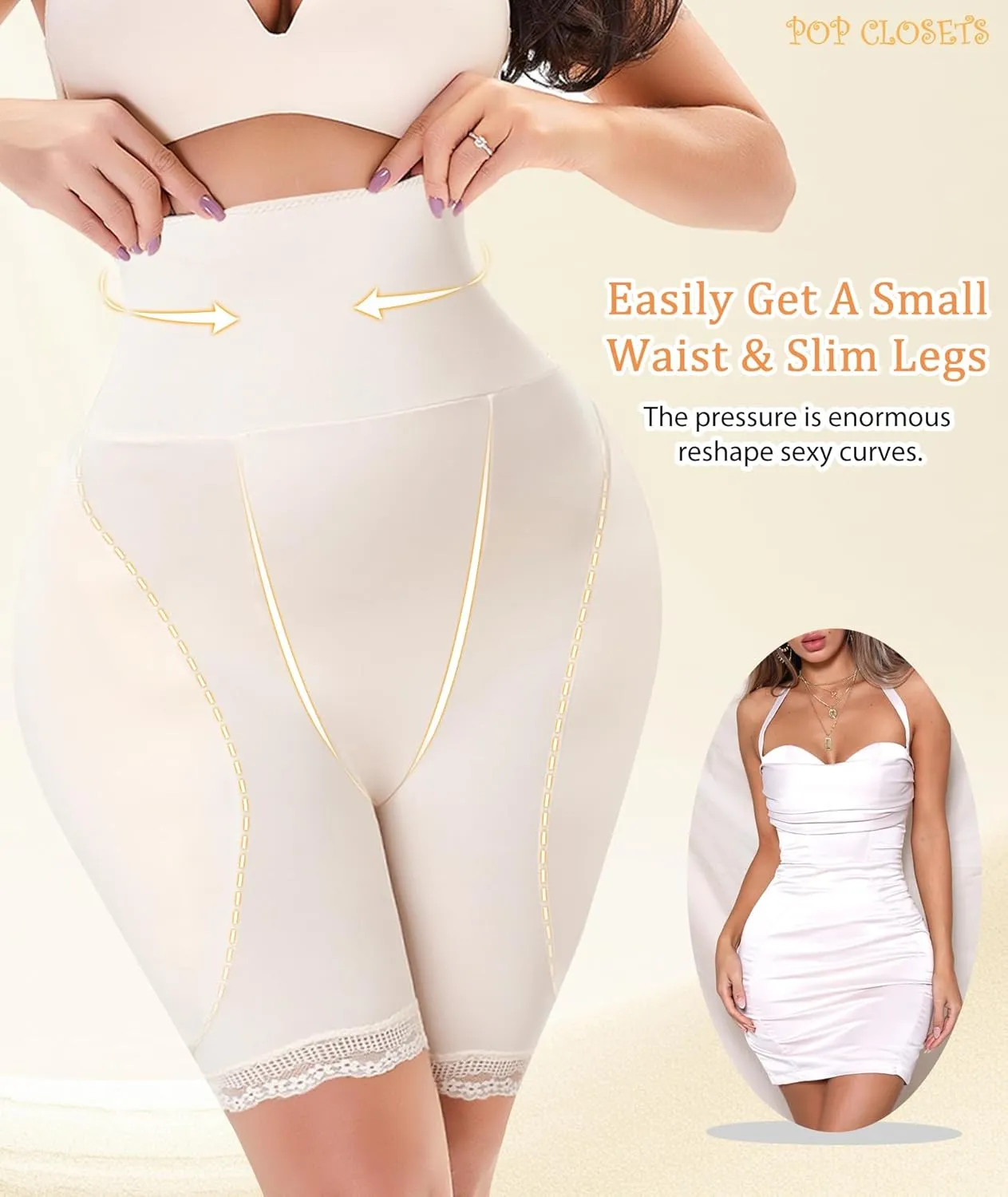POP CLOSETS Women's Shapewear Control Padded Panties Hip Butt Enhancer for Women Butt Lifter Tummy Control Booty Shorts