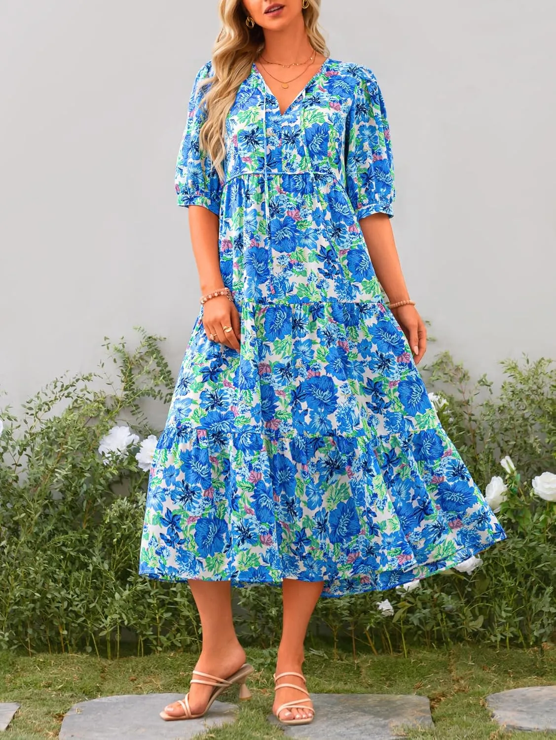 PRETTYGARDEN Maxi Dress for Women 2024 Summer Casual Loose Oversized Floral Sundress Flared Boho Flowy Vacation Long Dresses