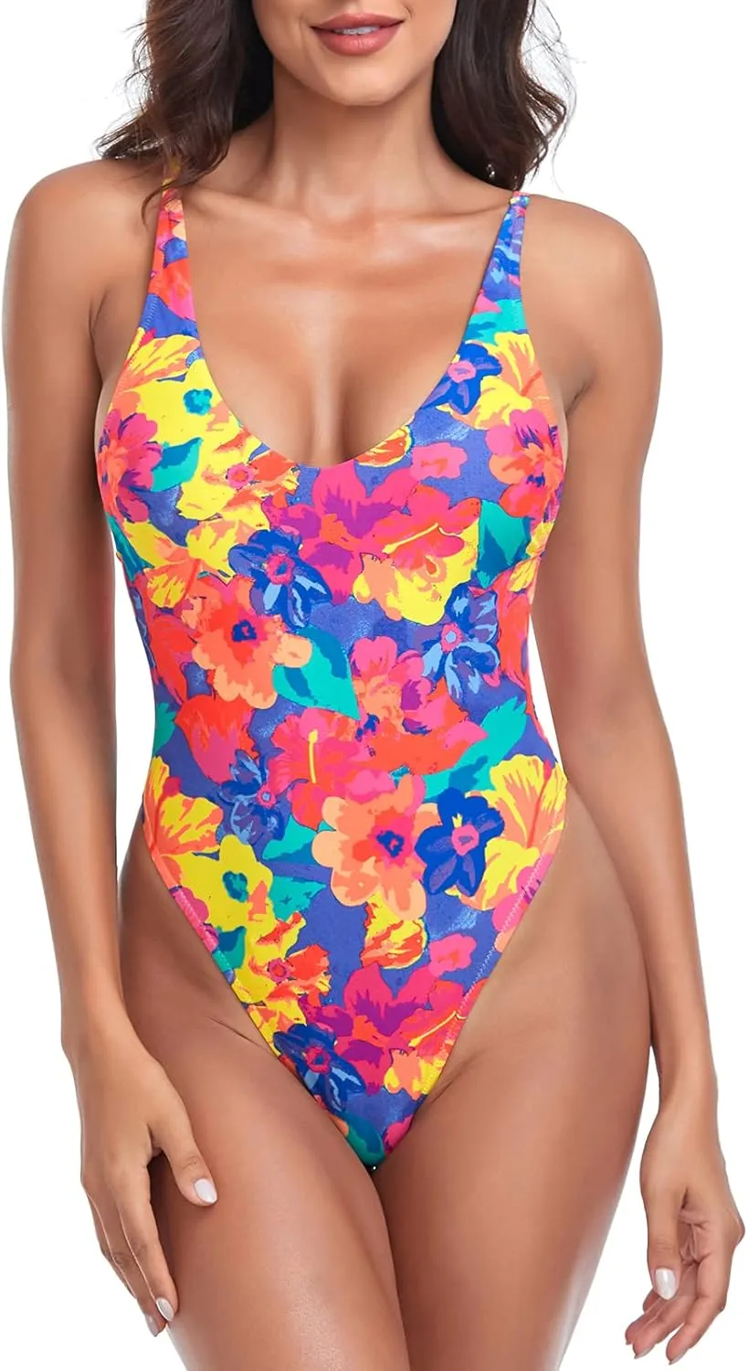 RELLECIGA Women's One Piece Thong Swimsuit