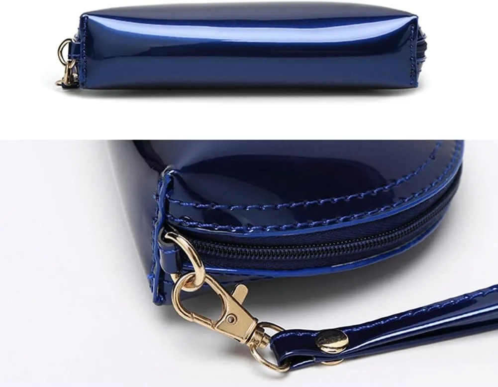 Rungion Womens Patent Leather Glossy Clutch Bag Small Phone Purse Handheld Evening Bag Mini Wallet Wristlet for Party Wedding