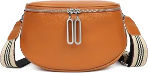 Saddle Shoulder Bag for Women Genuine Leather Fashion Crossbody Small Handbag Purse Clutch with Wide Strapbag685OWOISS