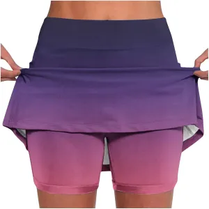 Skorts for Women Dressy Casual High Waist Skirt with Shorts Underneath Tennis Skorts with Pockets Tummy Control