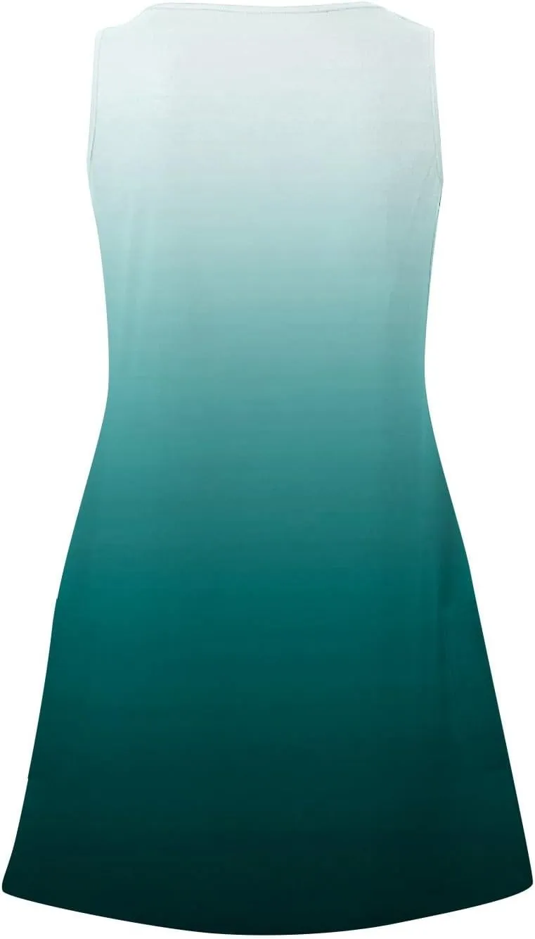 Sleeveless Dress for Women Summer Plus Size Sundress with Pockets Tie Dye V Neck Cute Mini Sun Dress for Beach Vacation