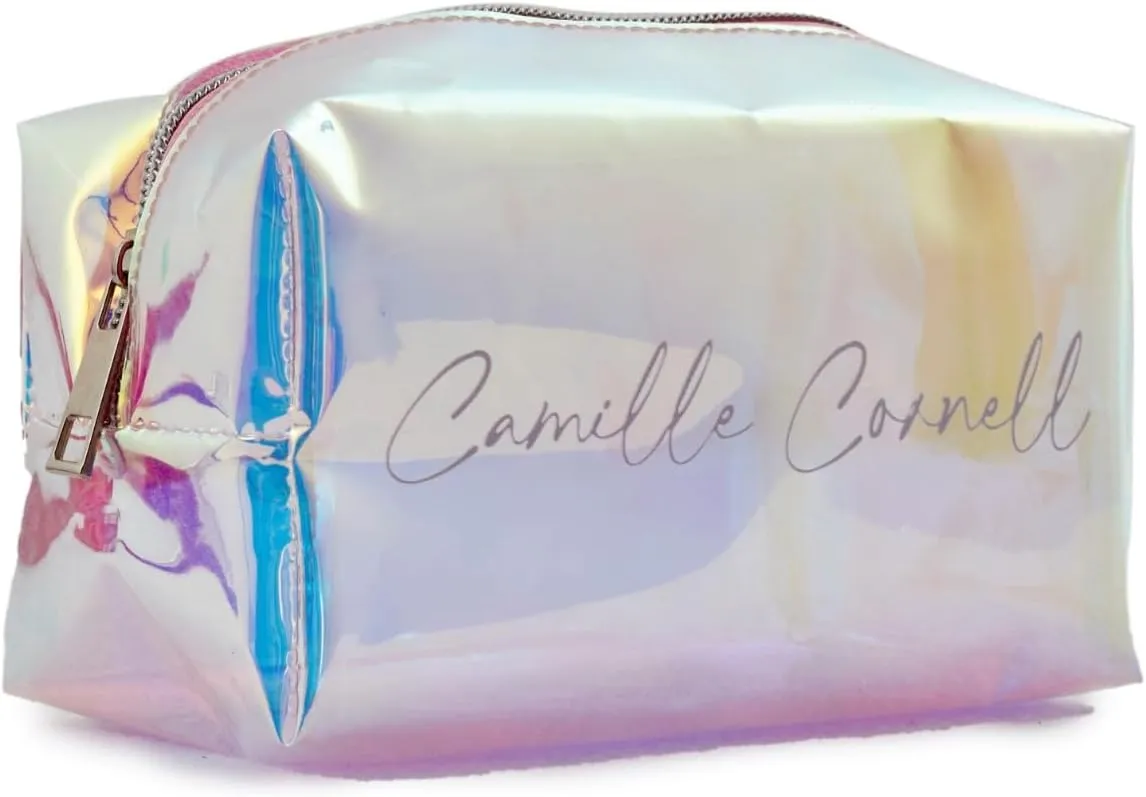 Small Makeup Bag Iridescent and Transparent, Cute Cosmetic Bag, Holographic, Mini Clear Makeup Bag with Zipper, CC00001