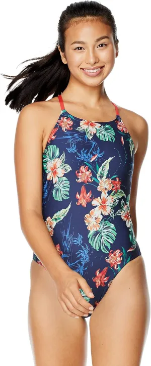 Speedo Women's Swimsuit One Piece Endurance Turnz Tie Back Printed
