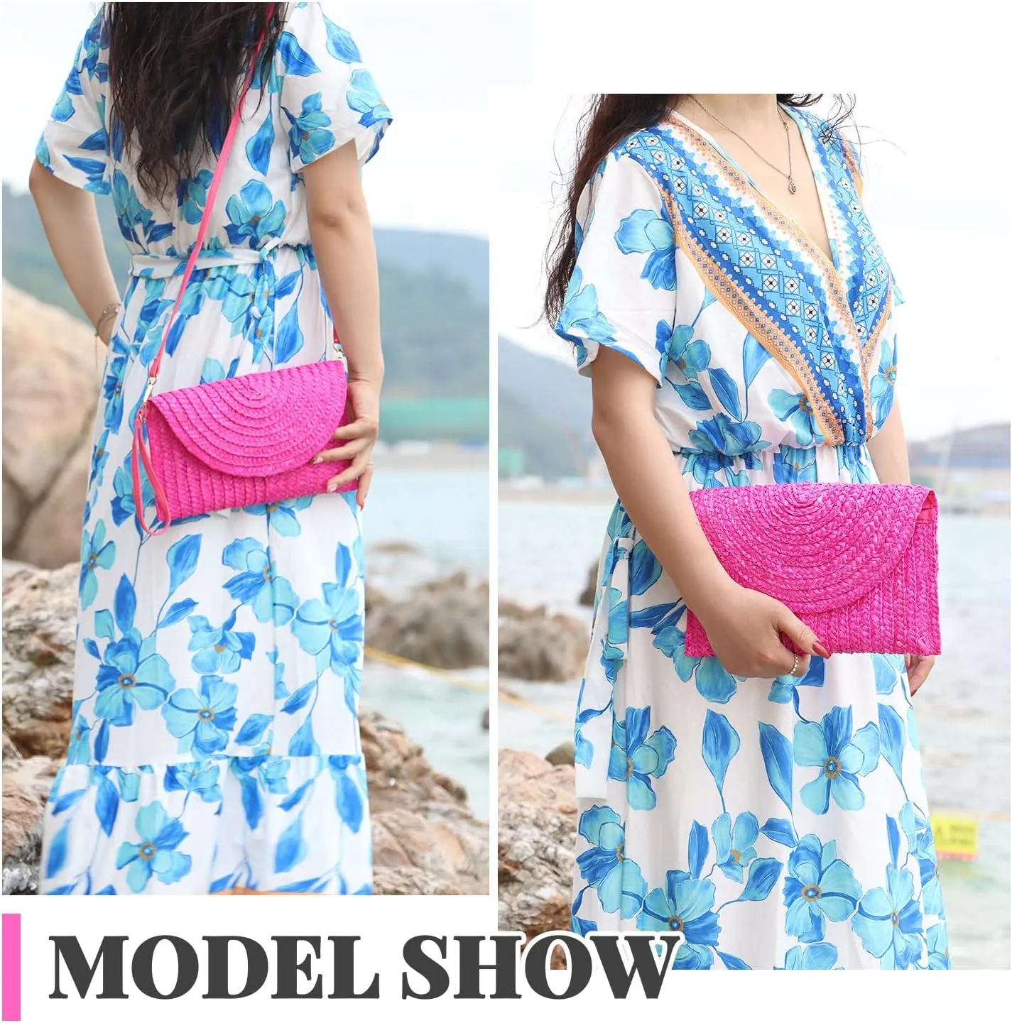 Straw Clutch Purse Bags for Women Summer Beach Purse Woven Straw Shoulder Bags Beach Clutch Bags