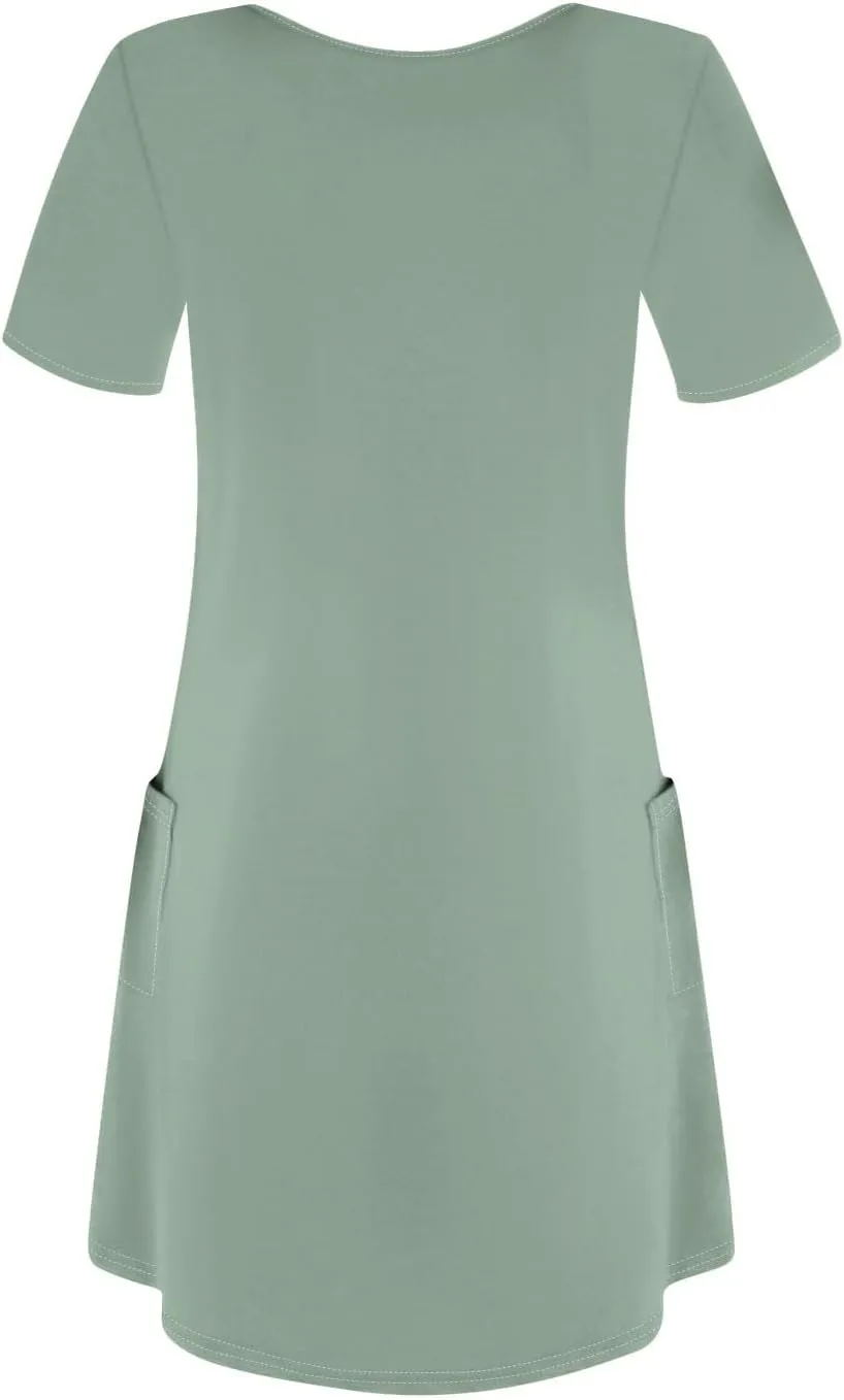 Summer Dresses for Women 2025 Casual Loose V Neck Short Sleeve T Shirt Dress Sundresses Beach Cover Up with Pockets