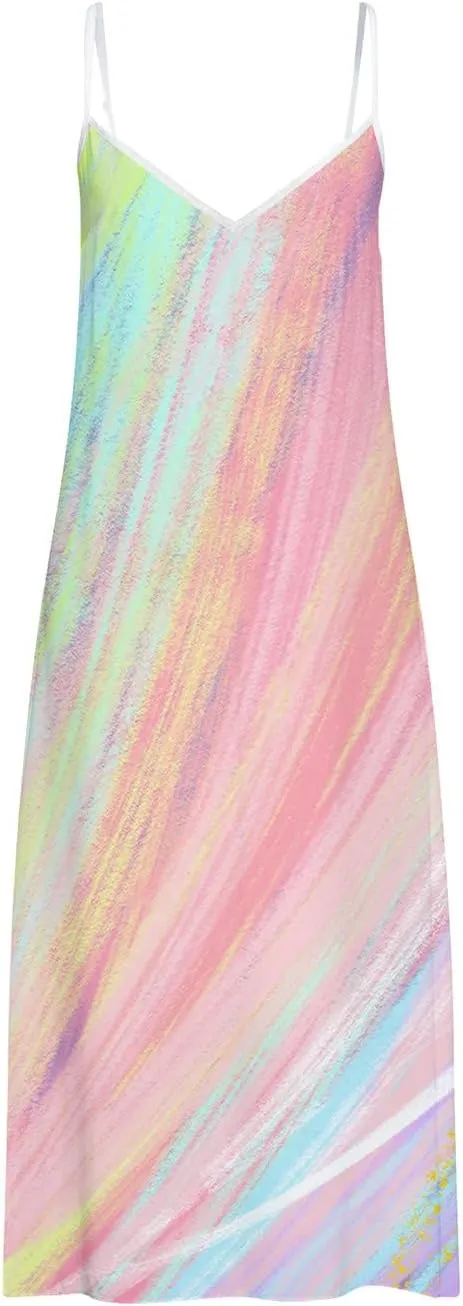 Summer Dresses for Women 2025 Spaghetti Strap Boho Tie Dye Maxi Dress V Neck Boho Beach Sundress Trendy Soft Dress