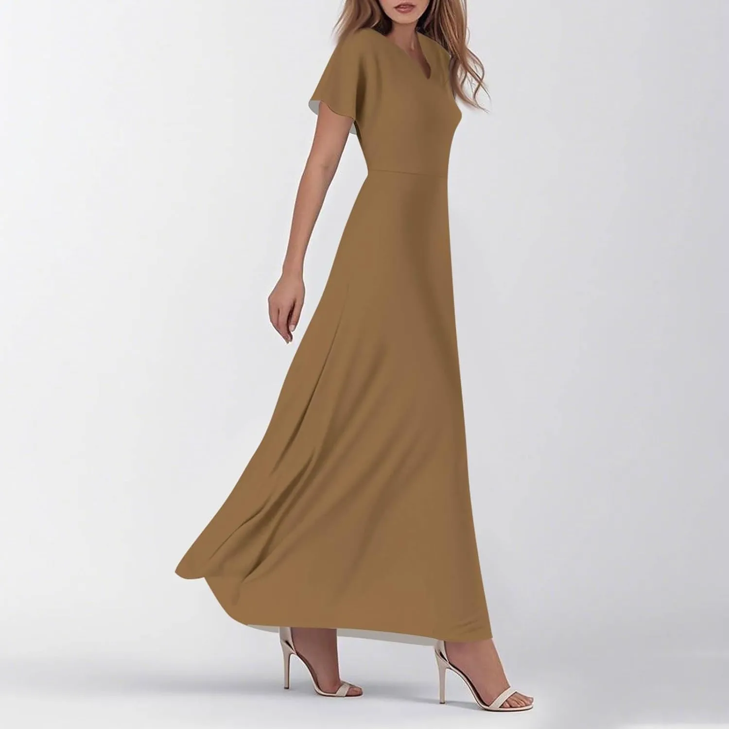 Summer Maxi Dresses for Women 2025 Floral V Neck Long Sundresses for Beach Vacation Flowy Casual Wedding Guest Dress