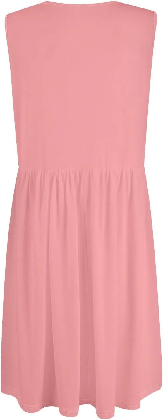 Sundresses for Women 2025 Casual Sleeveless Button V Neck Midi Dress Pleated Tank Dress with Pocket Summer Beach Outfits
