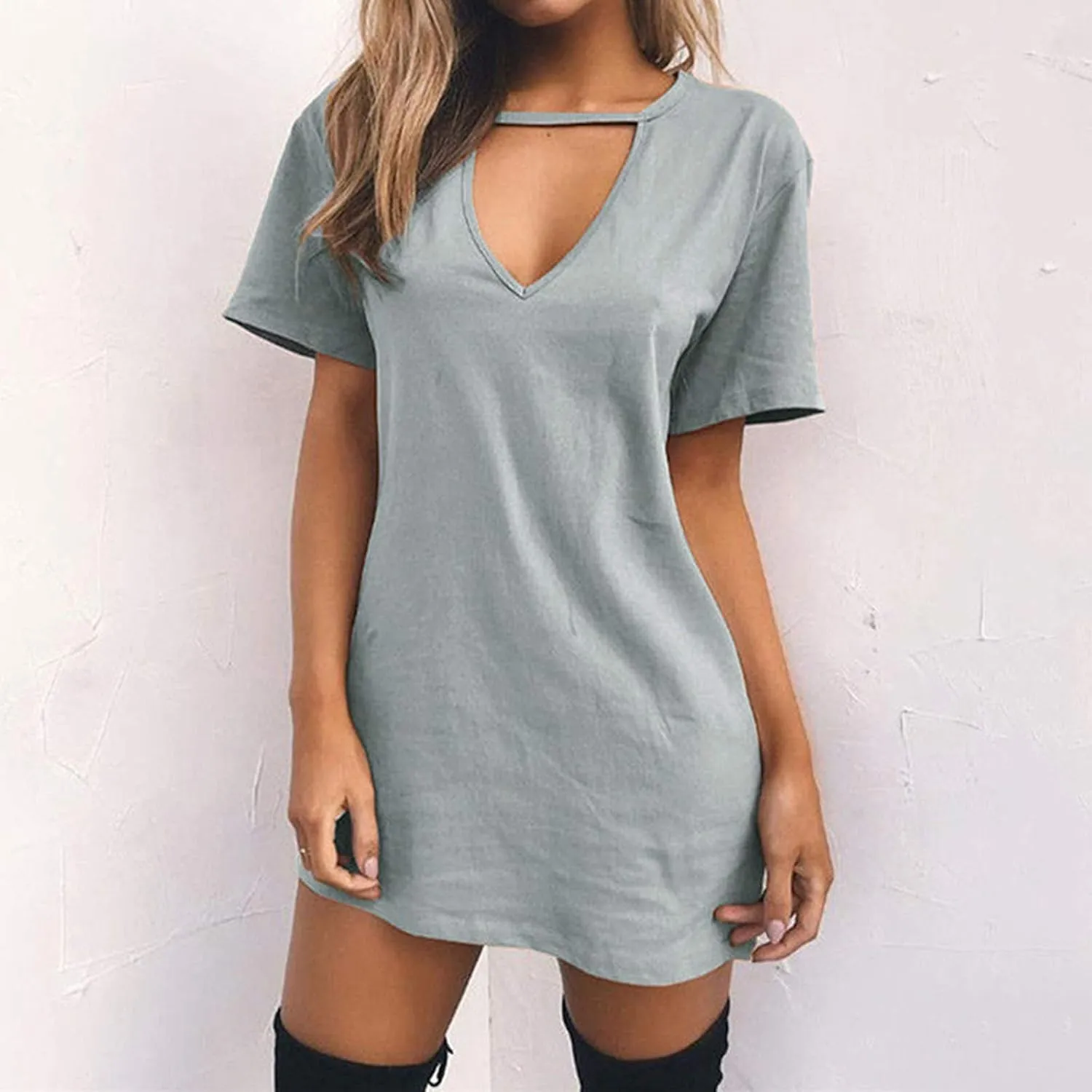T Shirt Dresses for Women,2024 Summer Casual Loose Short Sleeve Mini Dress Soft Comfy Beach Dress Daily Outfits