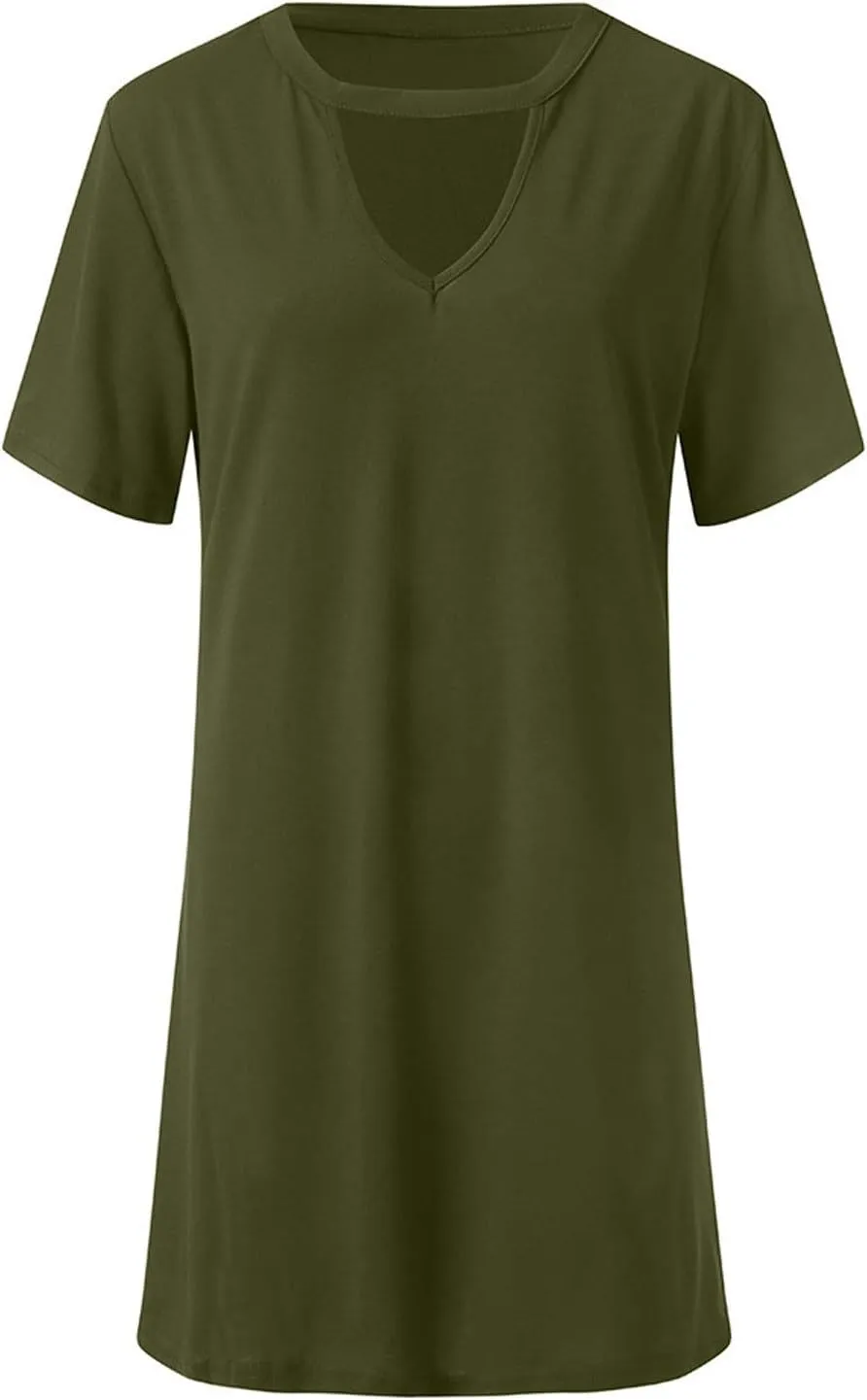 T Shirt Dresses for Women,2024 Summer Casual Loose Short Sleeve Mini Dress Soft Comfy Beach Dress Daily Outfits