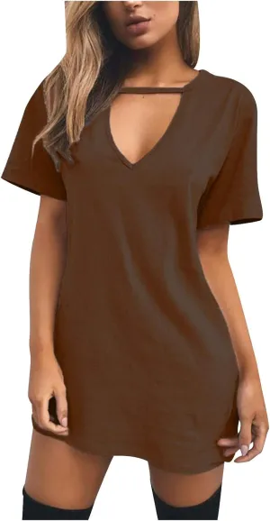 T Shirt Dresses for Women,2024 Summer Casual Loose Short Sleeve Mini Dress Soft Comfy Beach Dress Daily Outfits