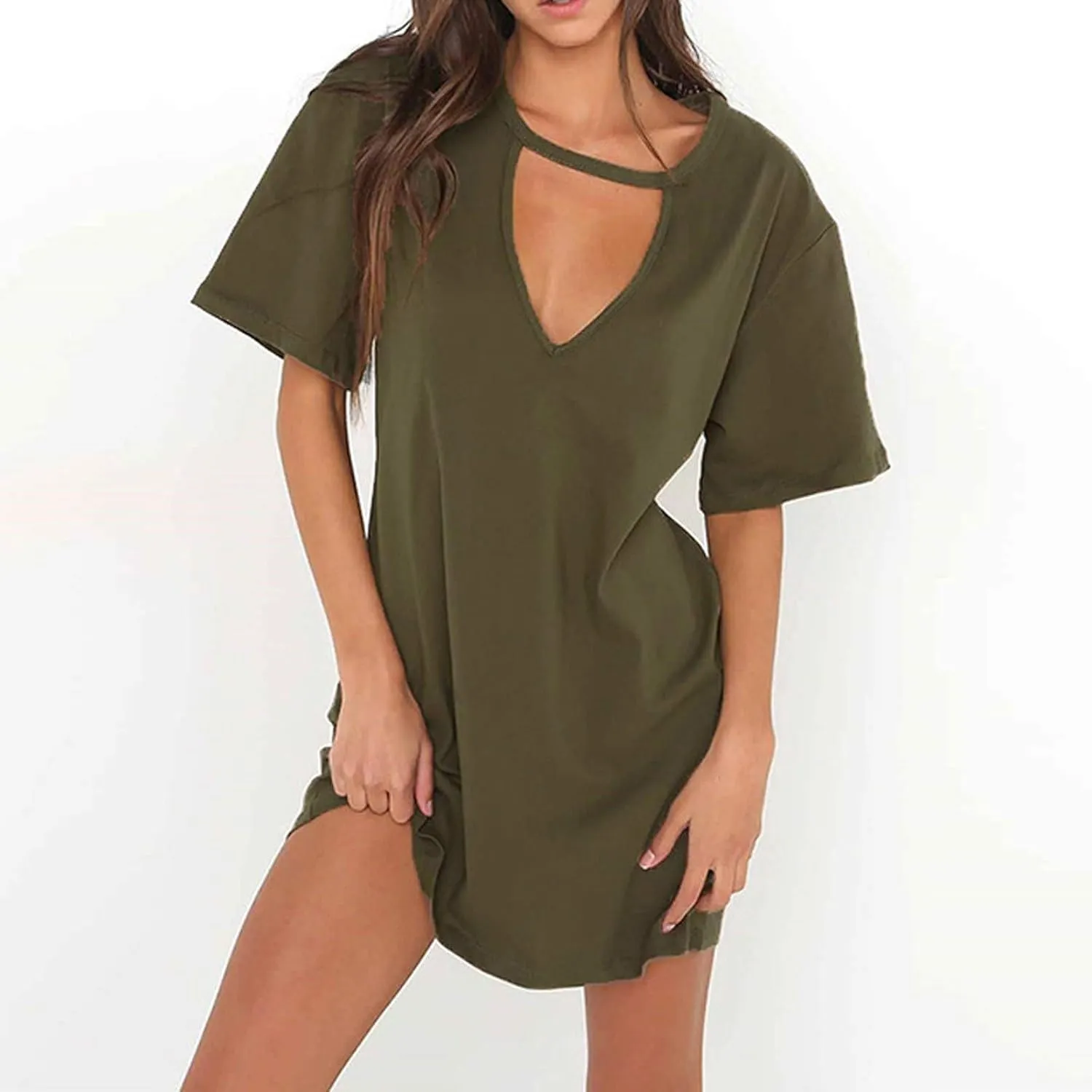 T Shirt Dresses for Women,2024 Summer Casual Loose Short Sleeve Mini Dress Soft Comfy Beach Dress Daily Outfits
